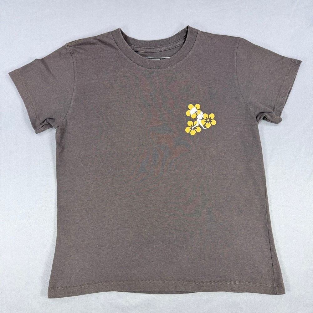 Baseballism Floral Baseball Youth Small Brown Short Sleeve‎ Graphic Tee Shirt